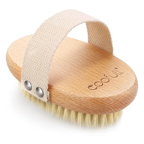 Brosse à sec pour le corps, Brosse exfoliante physique, Brosse masseuse pour le drainage lymphatique, Brosses anti-cellulite, Bois de hêtre naturel, 100% poils de sanglier (A) - Image 1