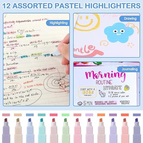 54 PCS Aesthetic School Supplies, Stationery Essentials Set with Large Pen Case, Mechanical Pencils & Black Ink Gel Pens with Refills, Markers, Erasers, Highlighters, Sticky Notes, Correction Tapes thumbnail 5