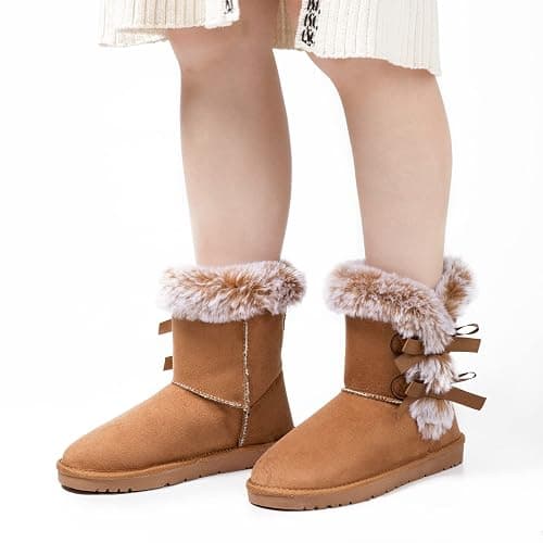 WFL Women Snow Boots Classic Mid-calf Fur Lining Fashion Winter Boots thumbnail 5