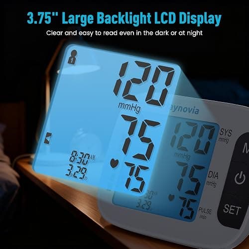 Maynovia Upper Arm Blood Pressure Monitor with Wide Cuff (8.6''–16.5''), Automatic Digital BP Machine for Home Use, Large Backlit Display, Voice Broadcast, Irregular Heartbeat Detection & 2×60 Memory thumbnail 5