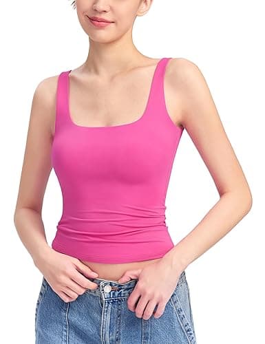 PUMIEY Women's Square Neck Tank Top Sleeveless Double Lined Basic Tops Sharp Collection - Image 1