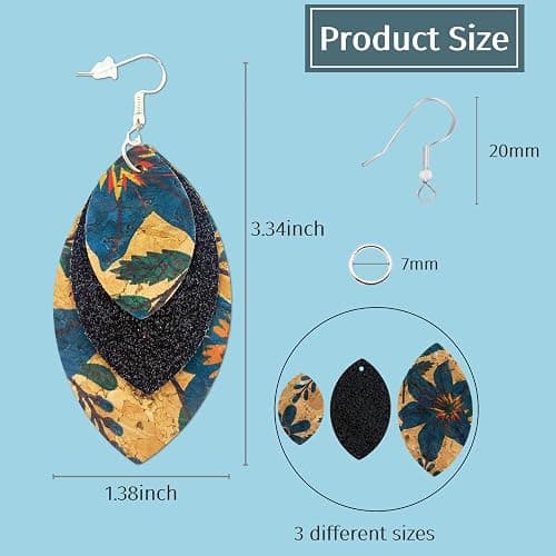 AOUXSEEM 321 Pcs Faux Leather Earrings DIY Making Kit for Beginners, Contains 96 Pre Cut Evil Eye Earring Pieces with Hooks Jump Rings Opener Earring Display Cards and Self-Adhesive Bags (Real Cork) thumbnail 4
