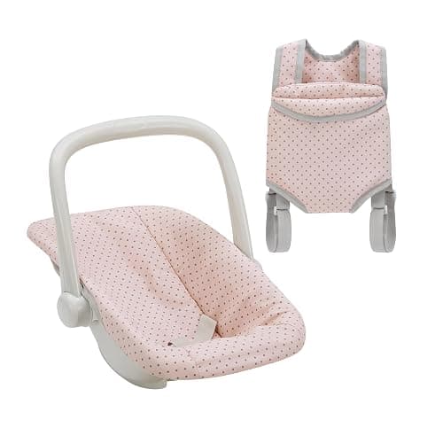 Olivia's Little World Polka Dot Princess Baby Doll Carrier & Car Seat Set, Pink/Gray - Image 1
