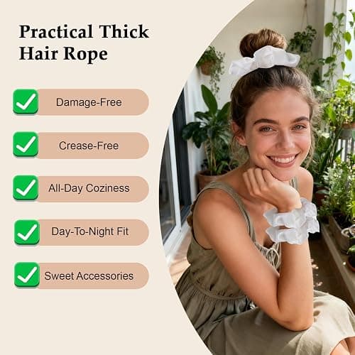 Satin Scrunchies for Women – 8PCS White Silk Hair Ties – No Crease, Frizz-Free, Gentle Elastic Hair Bands for Thick & Thin Hair, Soft & Stylish Hair Accessories Gifts thumbnail 4