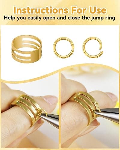 FIVEIZERO 2400PCS Jump Rings Kit for Jewelry Making Supplies & Necklace Repair with Silver & Gold Jump Rings, Lobster Clasps, Pliers, Tweezer & Opener, Jewelry Repair Kit for Earrings and Charms ﻿ thumbnail 4