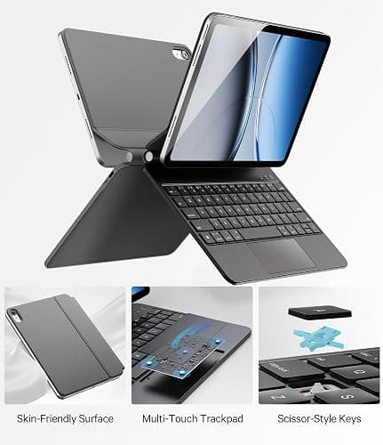 GreenLaw for iPad 11th(A16,2025)/10th(2022) Generation Case with Keyboard, Magic-Style Keyboard Stand, 7 Color Backlit, Stain-Resistant Surface, Multi-Touch Trackpad,Obsidian Black thumbnail 3