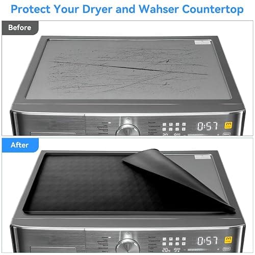 Garolue Washer and Dryer Top Protector Mat,23.6“ x 19.7" Silicone Rubber Mat for Laudry Machine & Dryer,Non Slip Heavy Duty Waterproof Washable Top Cover Pad for Home Kitchen Laundry Room,Black thumbnail 5