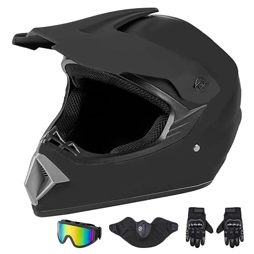CARTMAN Matte Black Adult Full Helmet Small, DOT Approved ATV Dirt Bike | Matte black full-face. Adult/Teen. DOT ABS, vented, weatherproof, adjustable. Goggles/gloves. Street, dirt, snow. - Image 1