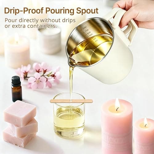 Candle Making Supplies Kit with Wax Melting Pot,27 OZ Electric Small Wax Melts Warmer with Thermometer and Pouring Spout for DIY Soap Making for Beginners,Adults,Pros for Soy Wax,Beeswax,Paraffin thumbnail 6