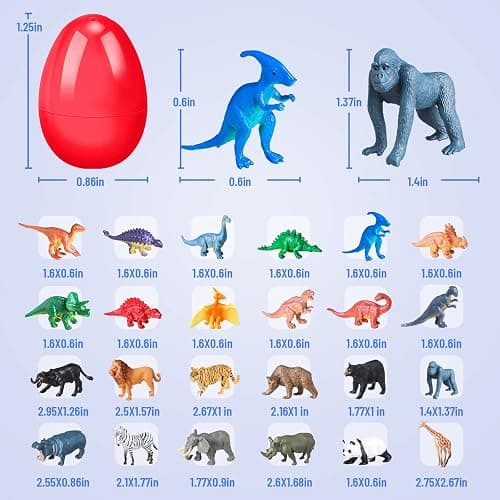 OCHIDO 24 Pack Prefilled Easter Egg With Animal Dinosaur Toy, Easter Basket Essentials Easter Basket Stuffers for Kids, Easter Egg Hunt Game, Easter Party Favor Classroom Rewards thumbnail 3