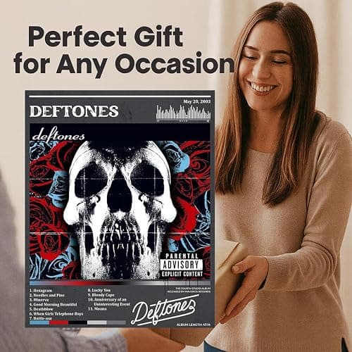 ZUKIY Deftones Skull Roses Cover - Dark Rock Poster Wall Art 8x10 Unframed - Heavy Metal Band Inspired Decor for Bedroom Studio Office - Emo Goth Aesthetic Tapestry Style Print for Music Lovers thumbnail 8