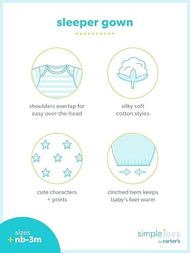 Simple Joys by Carter's baby-girls 3-pack Cotton Sleeper Gown thumbnail 5