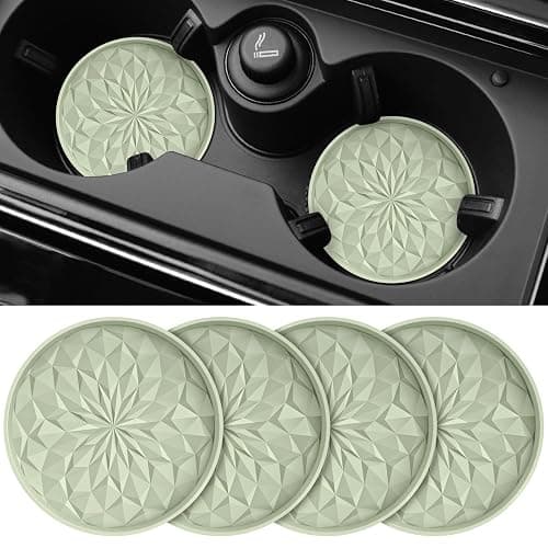 ME.FAN Car Coasters for Cup Holders [4 Pack] - 2.75In Silicone Auto Mug Mats - Universal Non-Slip Recessed Car Interior AccessoriesDesert Sage - Image 1