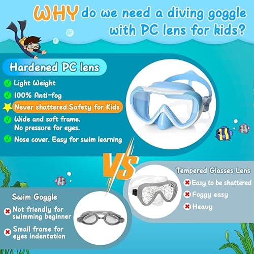 Kids Swim Goggles with Nose Cover 180° Panoramic Child Diving Mask Anti-Fog Swim Mask Swimming Goggles for Kids 4-15 thumbnail 5