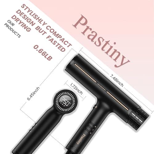 Prastiny Hair Dryer with Diffuser: Professional High Speed Quiet Ionic Blow Dryer - Intelligent Heat Control - Lightweight Portable Travel & Home for Women & Stylists Frizz Free Styling SGS Certified thumbnail 7