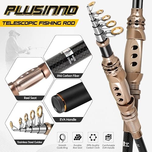 PLUSINNO Fishing Rod and Reel Combos Carbon Fiber Telescopic Fishing Pole with Reel Combo Sea Saltwater Freshwater Kit Fishing Rod Kit thumbnail 5