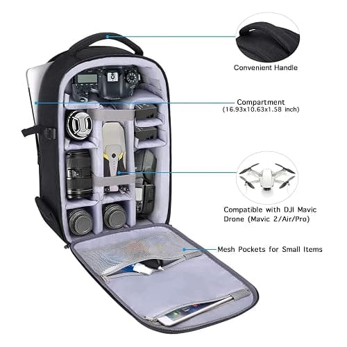 MOSISO Camera Backpack, DSLR/SLR/Mirrorless Photography Camera Bag 15-16 inch Waterproof Hardshell Case with Tripod Holder&Laptop Compartment Compatible with Canon/Nikon/Sony, Black thumbnail 2