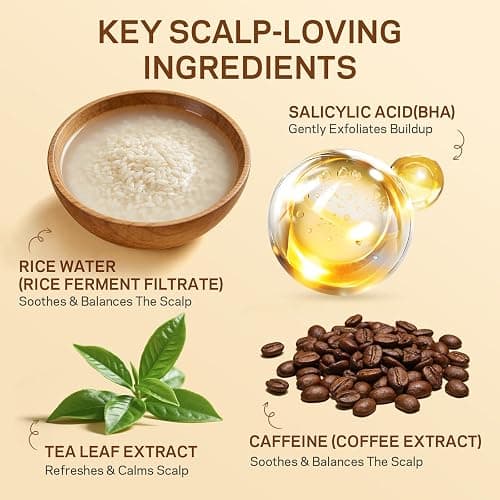 AMOADO Rice Water Scalp Scrub with Salicylic Acid(BHA), Tea Tree & Rosemary – Gentle Exfoliating Scalp Scrub Shampoo for Dandruff, Removes Buildup, Controls Oil & Refreshes the Scalp, 8.8 oz thumbnail 2