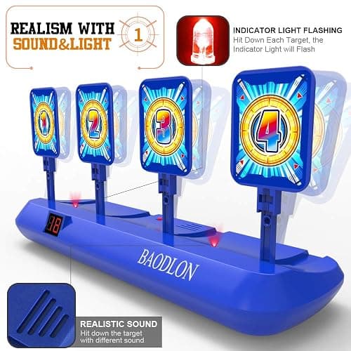 BAODLON Digital Shooting Targets with Foam Dart Toy Gun, Electronic Scoring Auto Reset 4 Targets, Shooting Game Toys Gifts for Age of 5, 6, 7, 8, 9, 10+ Years Old Kids, Boys, Compatible with 2 Toy Gun thumbnail 5