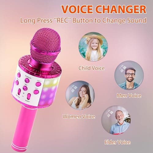 Fede Karaoke Microphone for Kids Adults, Wireless Bluetooth Microphone with LED Lights Portable Mic Speaker Karaoke Machine for Singing thumbnail 4