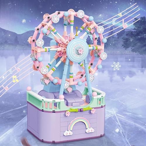 R HOME STORE Music Box Building Toys, Rotating Ferris Wheel DIY Building Block for Girls and Boys 6-12 Years Old, 710 pcs, Valentine for Adults and Aged 8 9 10 11 12 Kids thumbnail 2