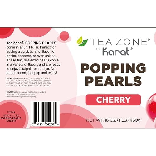 Tea Zone [1 Pound] Cherry Popping Pearls, Bursting Pearls for Teas, Shakes, Smoothies, Dessert Toppings - 1 Pound (Pack of 1) - Cherry thumbnail 6