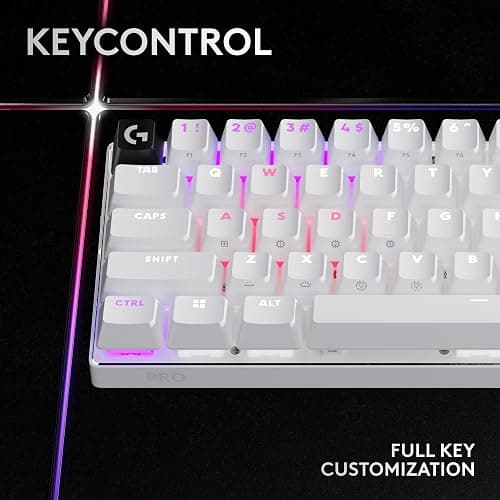 Logitech G PRO X 60 Lightspeed Wireless Gaming Keyboard, Ultra Compact TKL 60% Mechanical Keyboard for Windows PC, LIGHTSYNC RGB, Dual-Shot PBT Keycaps, GX Optical Linear Switches - White thumbnail 4
