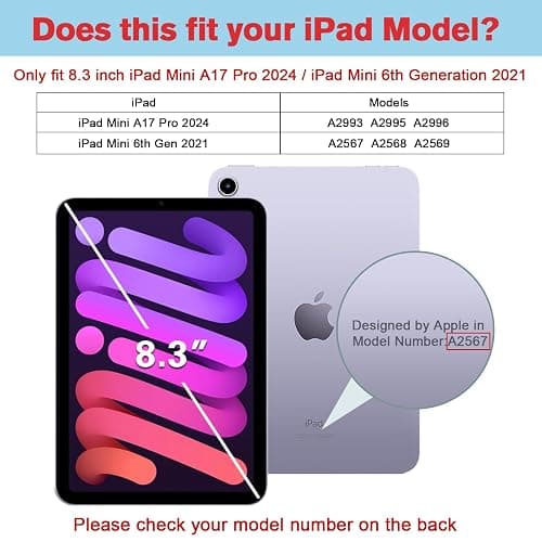 ProCase Smart Case for iPad Mini 7th(A17 Pro) 2024 / Mini 6th Generation 8.3" 2021, Protective Cover with Pencil Holder for iPad Mini 7 6 8.3 Inch (A2993 A2995 A2567 A2568 A2569) -Purple thumbnail 2