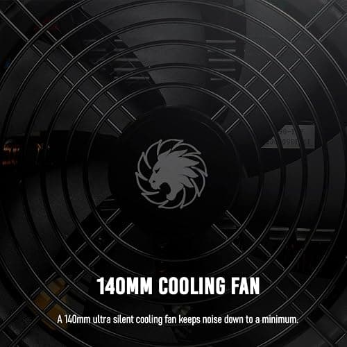 GameMax 800W Rampage Power Supply, Non-Modular, APFC, Japanese Tk Main Capacitor, 80 Plus Bronze, 88% Efficiency, 14cm Cooling Fan, Real Power Gaming | Black thumbnail 4