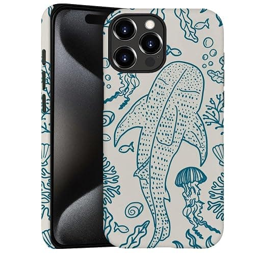 Generic Case for iPhone 15 Pro - [Drop Protection Phone Cover] - Hybrid Case for Girl Women - Shark Whale Coral Reef - Shark Whale Coral Reef - iPhone 15 Pro - Image 1