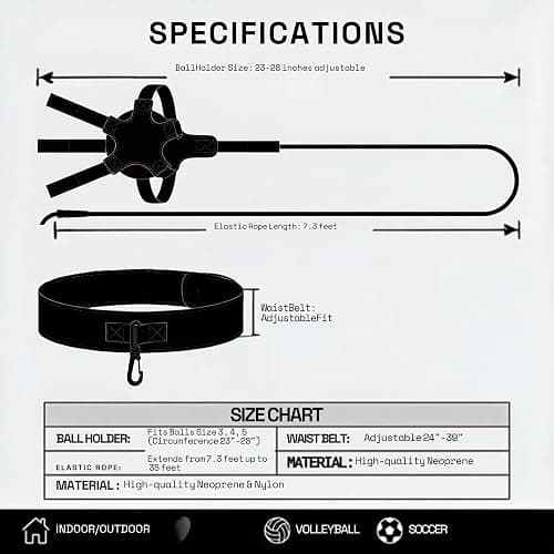 Soccer Training Equipment, Solo Soccer Kick Trainer with Reinforced Connection Points, Anti-Snap Practice Aid with Adjustable Waist Belt, Fits Ball Size 3 4 5, Multi-Sport Trainer for Soccerball thumbnail 8
