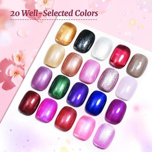 JODSONE 20 Glitter Color Gel Nail Polish Kit 3 Bottles of No Wipe Base Coat Glossy and Matte Top Coat Gel Polish Set High Shine Gorgeous thumbnail 2