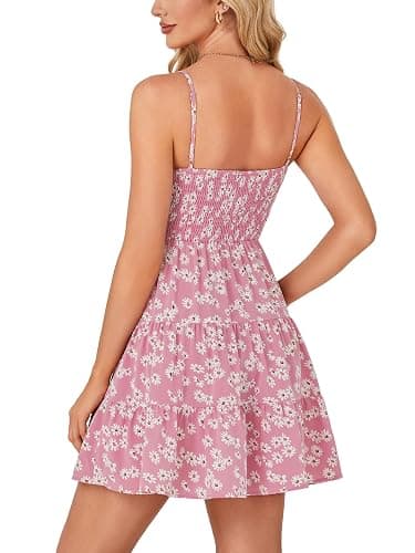 Rooscier Women's Summer Dresses Sleeveless Ruffle Floral Print Beach Boho Mini Sundress thumbnail 5