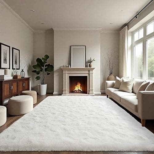 LOCHAS Ultra Soft Indoor Modern Area Rugs Fluffy Living Room Carpets for Children Bedroom Home Decor Nursery Rug 5.3x7.5 Feet, Cream thumbnail 3