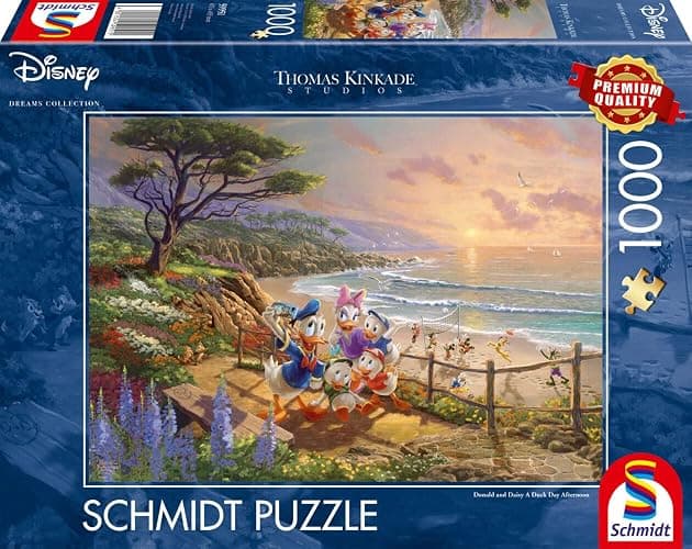 Schmidt 59951 Thomas Kinkade, Disney, Donald and Daisy on the beach, puzzle da 1000 pezzi - Image 1