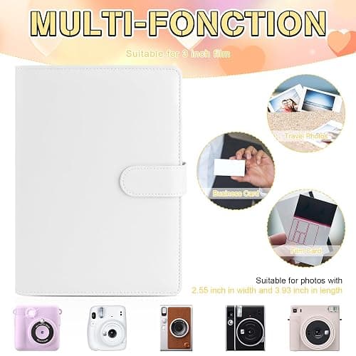 Kpop Photocard Binder, PU Leather A5 Photocard Holder with 200 Pocket, K-Pop Korean Pop Photocard Holder Binder Book, 4 Photo Style Photo Card Album Trading Cards Organizer(White) thumbnail 6