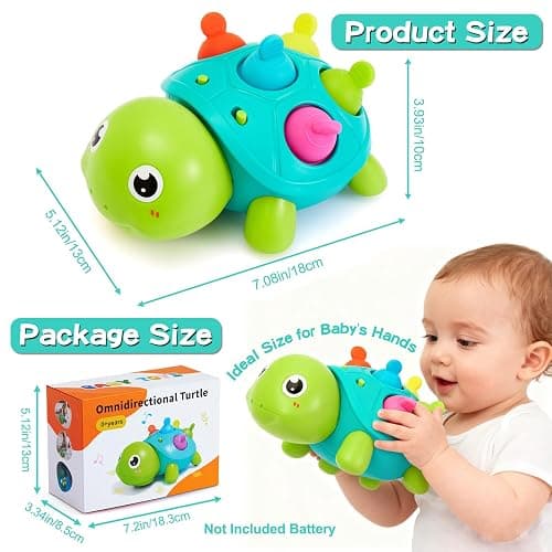 Baby Crawling Turtle Toy 6 9 12 18 Months, Infant Tummy Time Sensory Teething Musical Toys, Toddler Walking Learning Motor Skill for 1 2 3 Year Old Boy Girl Birthday Gifts Christmas Stocking Stuffers thumbnail 2