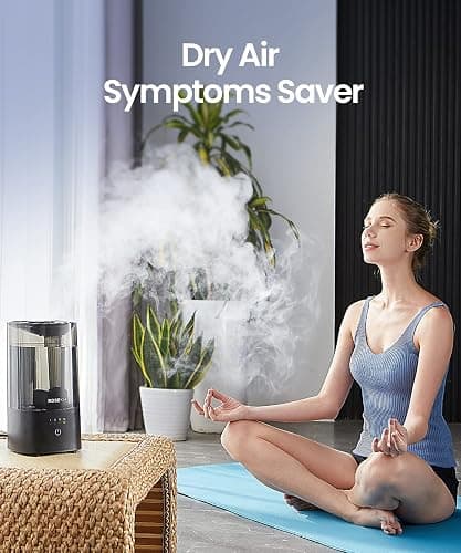 ROSEKM Humidifiers for Bedroom, 2.0L Cool Mist Humidifier for Home Plant and Baby Nursery, Quiet Ultrasonic Humidifier with 360° Nozzle, Auto Shut-Off, Filterless, Black thumbnail 2
