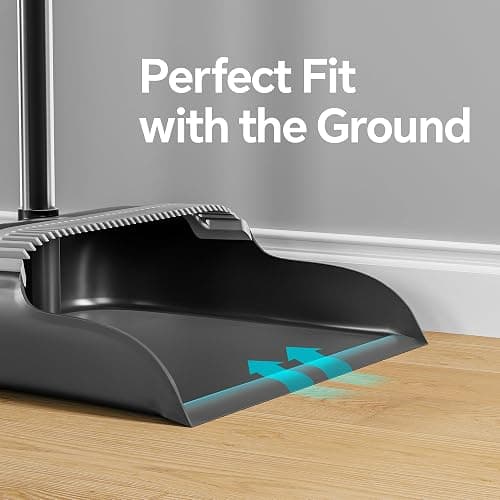 POPMOP Broom and Dustpan Set, 52" Long Handle Standing Broom with Dustpan Combo Set with Dust Pan Teeth to Clean Pet Hair, Easy Sweeping Suitable for Home Kitchen Office Lobby thumbnail 6