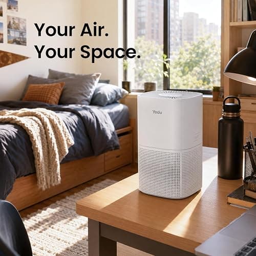 YADU Air Purifier for Dorm Room Bedroom | True H13 HEPA, 22dB Quiet, Smart App Control, 3-Stage Filter, Covers UP to 536 sq.ft, White thumbnail 2