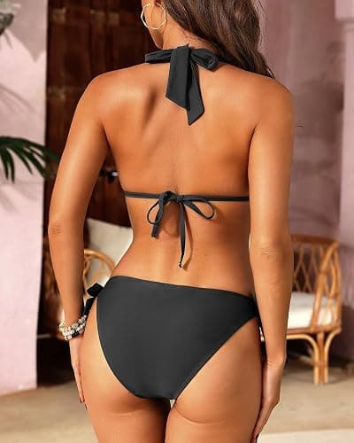 Women Halter Bikini Set - Two Piece Triangle Swimsuit Tie Bathing Suit 2025 Cute Swimwear thumbnail 2