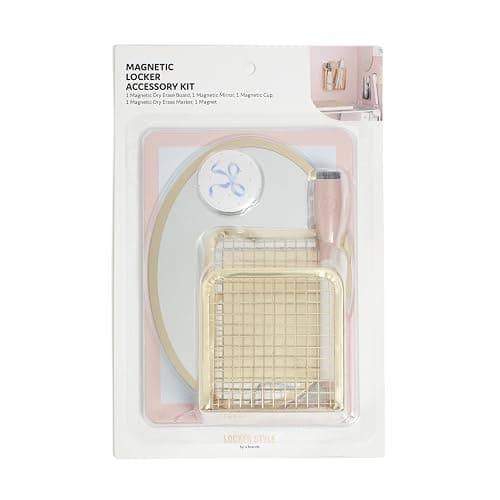 U Brands Magnetic Locker Accessories and Decorating Kit, 5 Piece Set, Locker Organizer, Back to School Essentials, Pink Charming Coquette, Whiteboard, Mirror, and more thumbnail 3