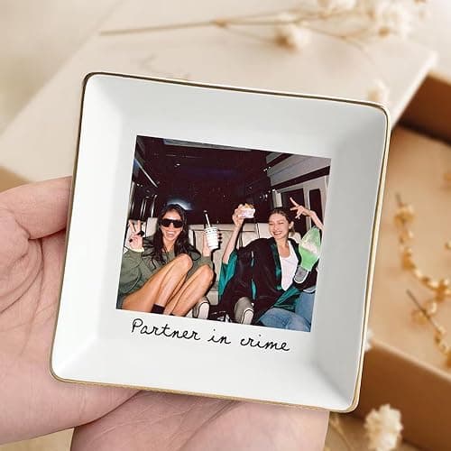 Hugsly Personalized Besties Photo Ring Dish, Custom Jewelry Dish Gift for Besties, Soul Sister Trinket Gift for Long Distance Friendship Women BFF Anniversary Birthday Wedding Gifts 1 thumbnail 7