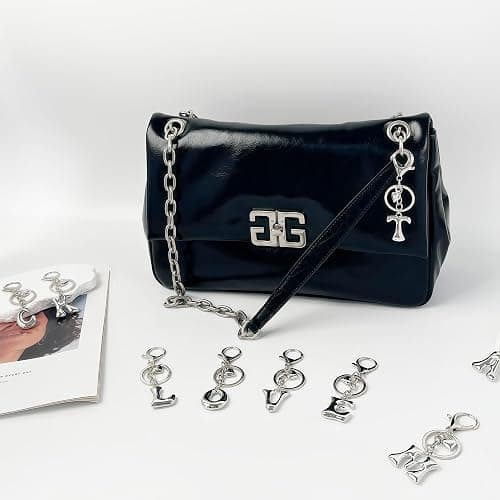 BydGxy Gold Bubble Heart, Cherry, Bow & More Designs Letter Initial Keychain Bag Charms – Cute Purse Charms for Handbags thumbnail 4