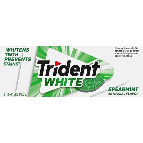 Trident White Spearmint Sugar-Free Chewing Gum, 9 Pack of 16 Pieces (144 Total Pieces) thumbnail 16