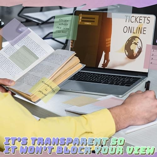Jetec 500 Sheets Transparent Sticky Notes Bulk 3x3 Pastel See Through Sticky Notes Clear Books Annotation Tabs Self Adhesive Waterproof Translucent Memo Pad for Office Bible(Mixed Color,Vintage) thumbnail 4