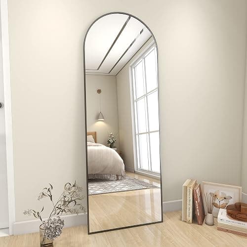 Koonmi Arched Full Length Mirror, 64"x21" Black Standing Hanging or Leaning Full Body Mirror with Aluminum Alloy Frame for Living Room and Bedroom thumbnail 6