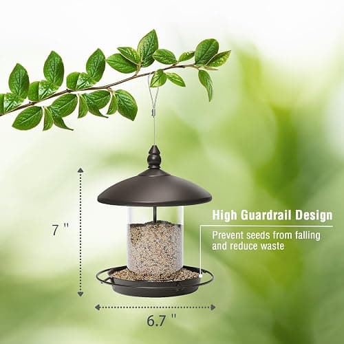 Youvip Metal Roof Bird Feeder - Chew Proof for Outdoor Hanging Wild Bird Seeds. Bronze thumbnail 3