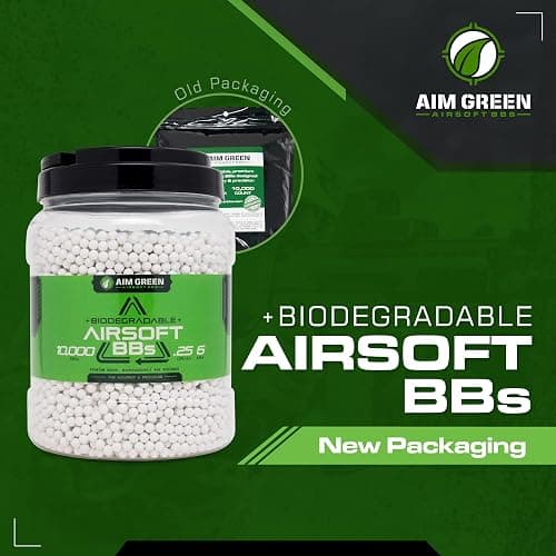 Aim Green Biodegradable Airsoft BBS, Premium-Grade 6mm Airsoft BBS, 20g, 25g, 32g, 36g, 40g, 2,500, 5,000, 10,000 Count - .20g 10,000 Count thumbnail 2