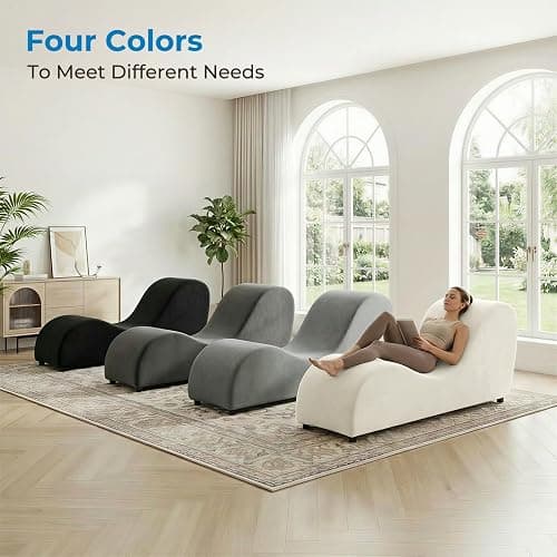 Mjkone 60.6" W Yoga Sofa Chair Chaise Lounge Chairs Indoor for Adults Bedroom Yogas Stretching, Curved Velvet Yoga Lounges Chaise Chair for Living Room Relaxing Apartment Exercising, Beige thumbnail 7